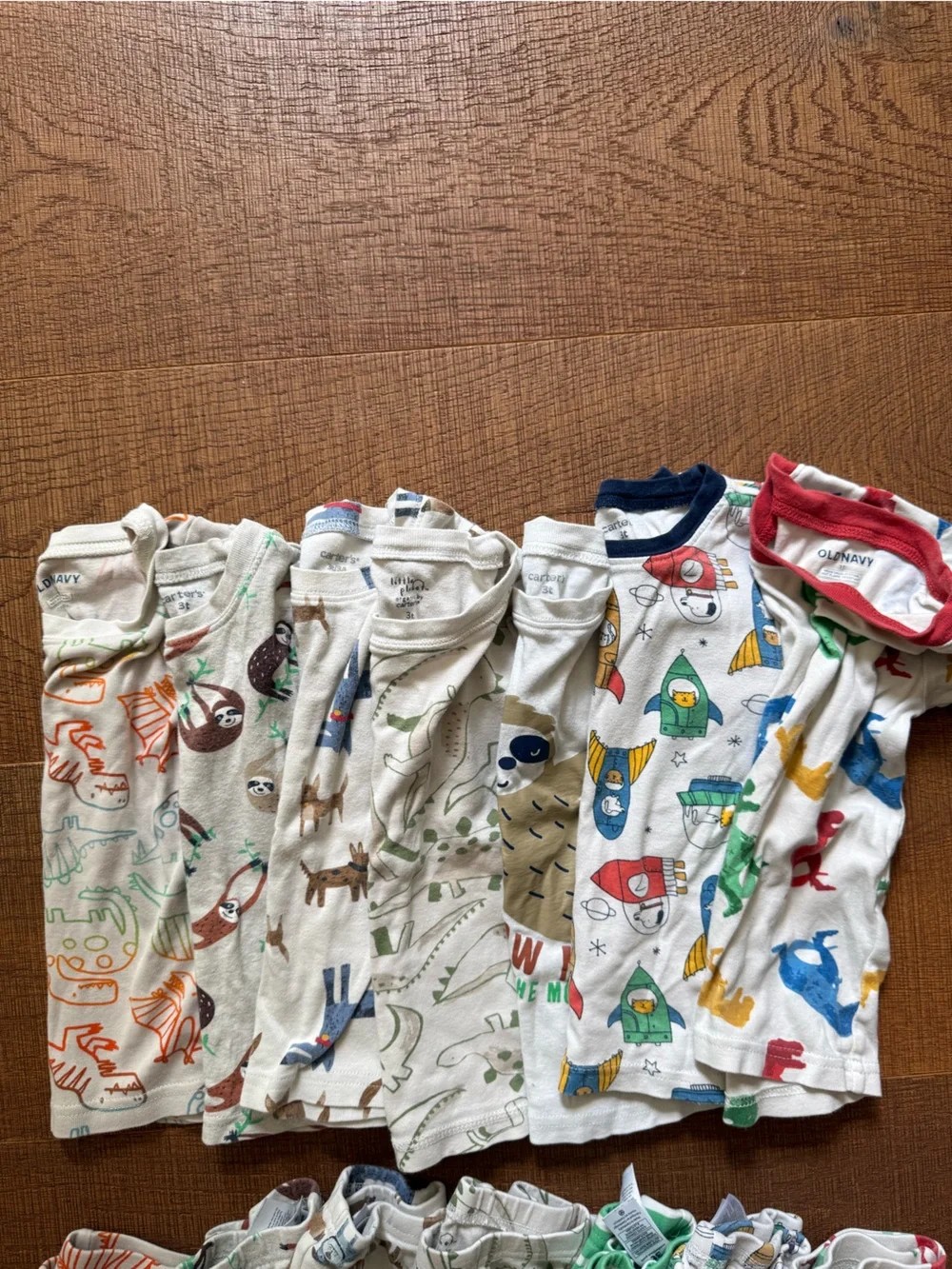 Carters Kids 3T Multicolor Dino, Dog, Sloth, & Rocket Pajamas- 6-Pack
